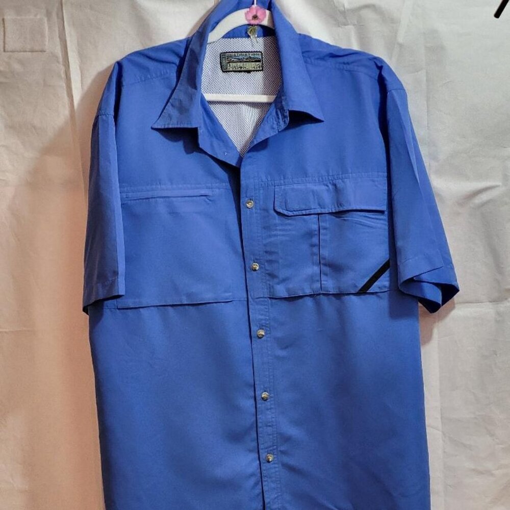Destination, Like New, short Sleeve Blue Hawaiian XL Shirt